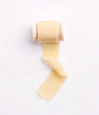Pale Yellow Silk Crepe Ribbon